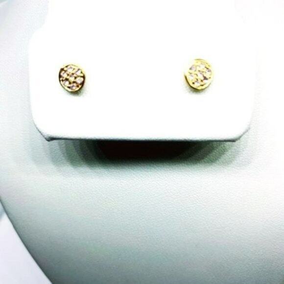 Gold-Tone Lavender Purple Rhinestone Stud Earrings - Picture 1 of 5